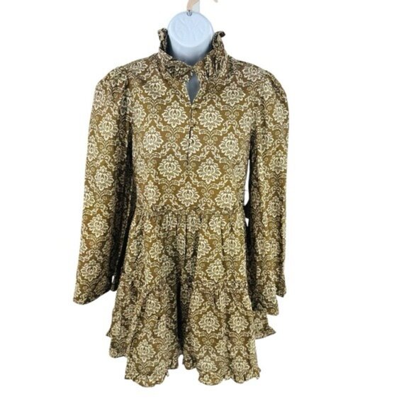 Hyacinth House | NEW Moss Printed Russell Mini Dress in Olive Size XS - Picture 3 of 10